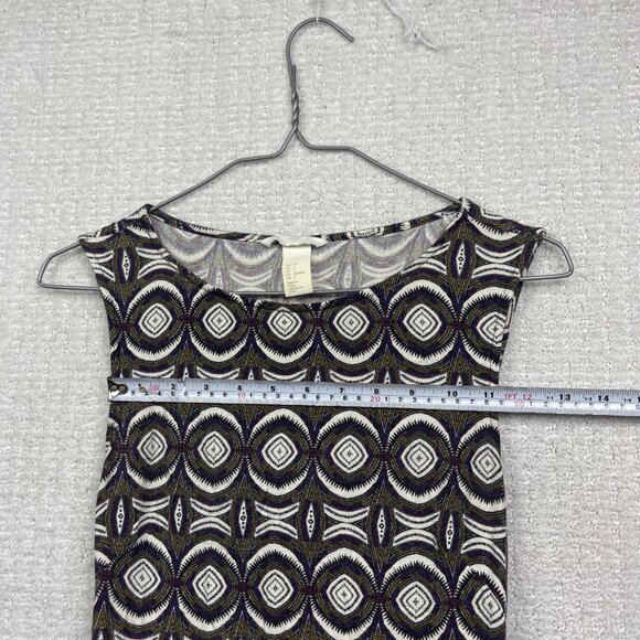 H&M Sleeveless Knee Length Aztec Geometric AOP Dress Size 6 Boho Multicolor - Picture 6 of 12